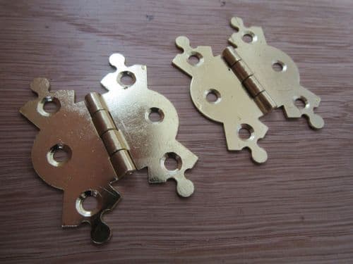 Pair Of Large Butterfly Butt Hinges Brass Plated