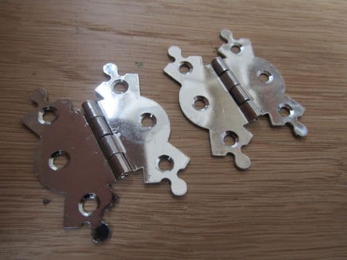 Pair Of Large Butterfly Butt Hinges Chrome Plated