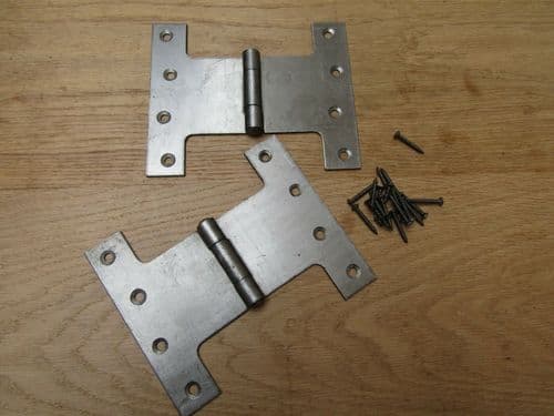 Pair Of Large Parliament Steel Door Hinges Antique Iron