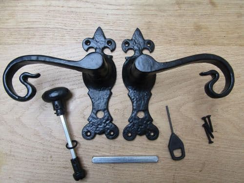 Pair Of Lever Bathroom Shepherd's Crook Handles Black Antique