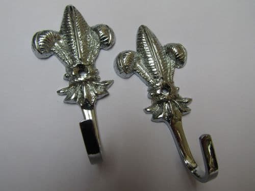 Pair Of Prince Of Wales Curtain Hooks Polished Chrome
