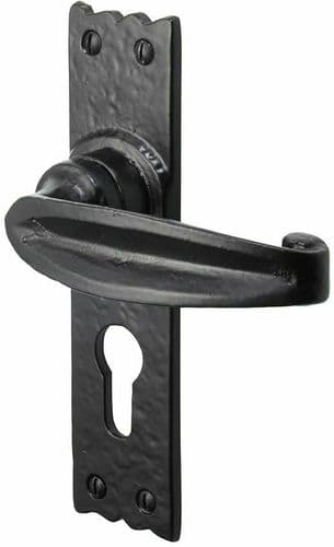 Pair Of Tewkesbury Euro Profile Lock Handles Black Antique