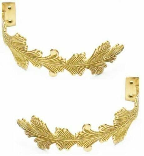 Pair Of Windsor Leaf Curtain Hold Back Polished Brass
