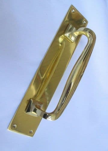 Plain Handle On Plate Cranked Polished Brass12"