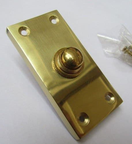 Plain Victorian Large Bell Push Polished Brass