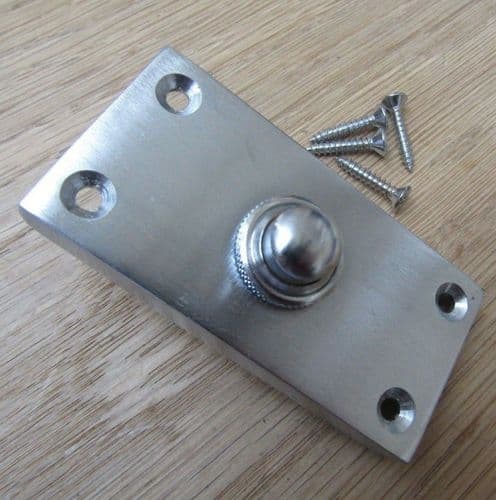 Plain Victorian Large Bell Push Satin Chrome