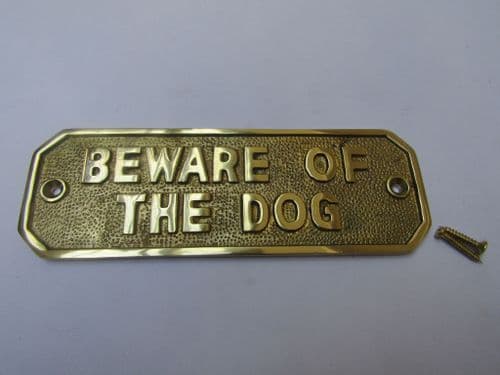 Polished Brass Beware Of The Dog Sign