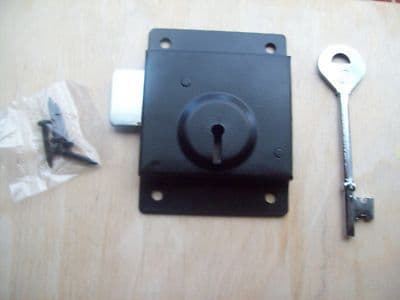 Press Dead Lock (black) 3" X 2.5" For Shed Doors Gates Cupboards Summerhouse Etc