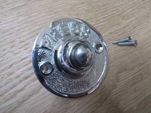 Press Embossed Round Bell Push Polished Chrome