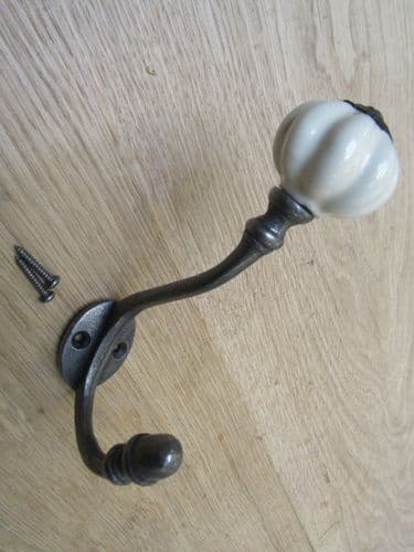 Pumpkin Ceramic Coat Hook Large Cream