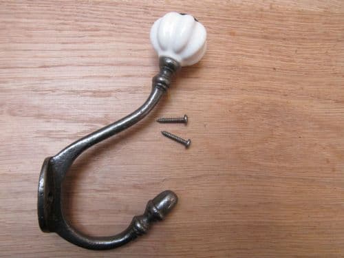 Pumpkin Ceramic Coat Hook Large White