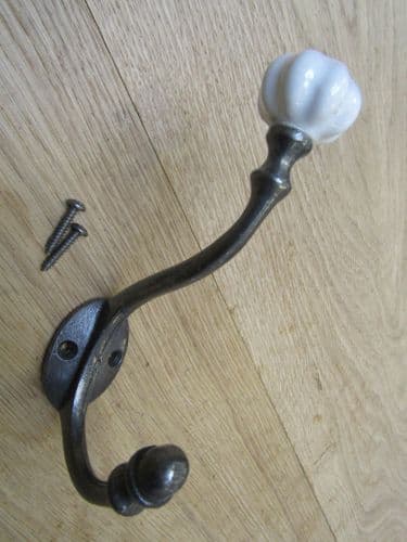 Pumpkin Ceramic Coat Hook Small Antique Iron