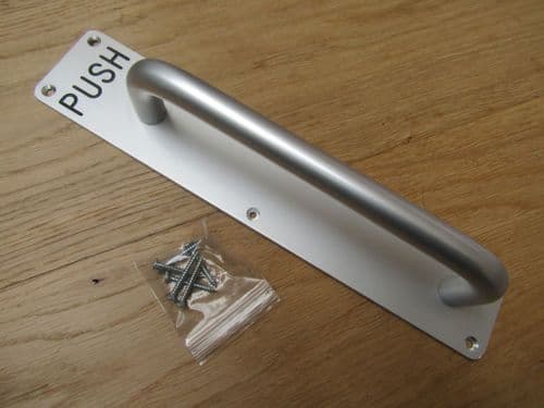 Push Engraved Handle On Plate Satin Aluminium