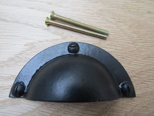 Rear Fix Victorian Cup Pull Handle Black Antique