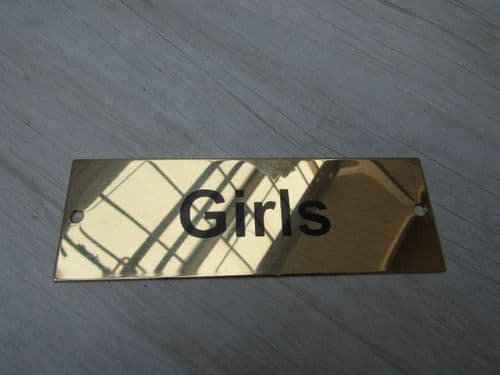 Rectangular Brass Girls Door Sign