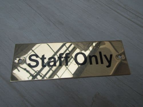 Rectangular Brass Staff Only Door Sign