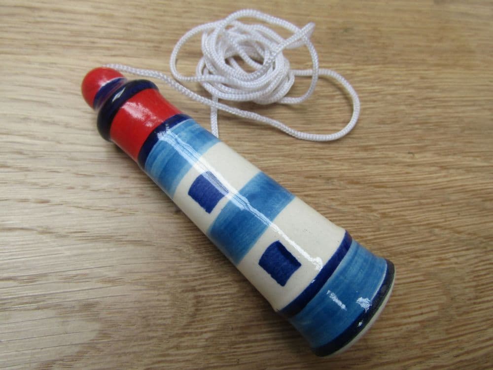 Red Blue Lighthouse Bathroom Ceramic Cord Light Pull Handle