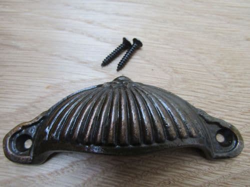 Ridged Cup Pull Handle Antique Copper