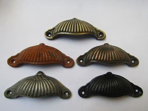 Ridged Cup Pull Handle Black Antique