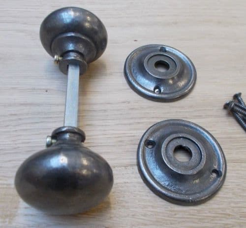 Rim Door Knob Set Cottage Antique Iron