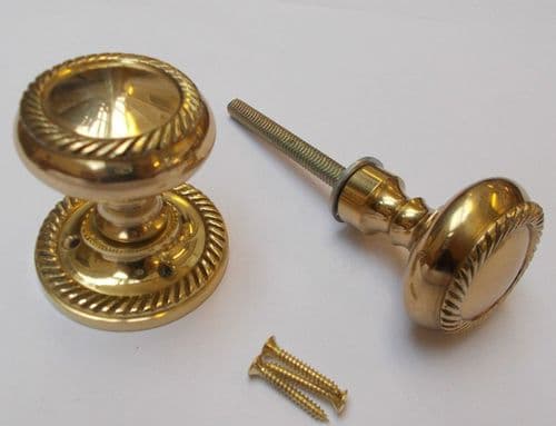 Rim Door Knob Set Georgian Polished Brass
