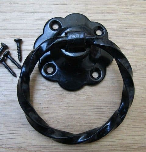 Ring Pull Handle Black Twisted