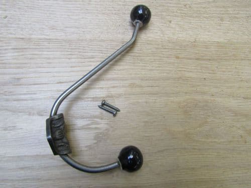Rosette Ceramic Ball Tip Coat Hook Black
