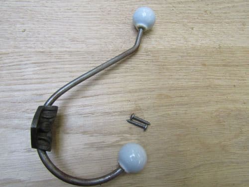 Rosette Ceramic Ball Tip Coat Hook Duck Egg Blue