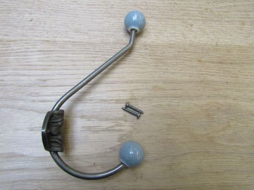 Rosette Ceramic Ball Tip Coat Hook French Grey