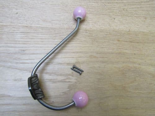 Rosette Ceramic Ball Tip Coat Hook Pink