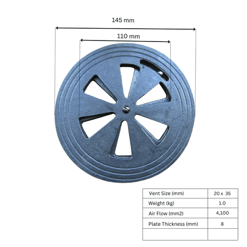Round Circle Hit & Miss Sliding Vent Antique Iron