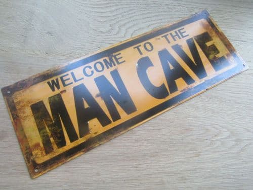 Rustic Steel Retro Man Cave Plaque