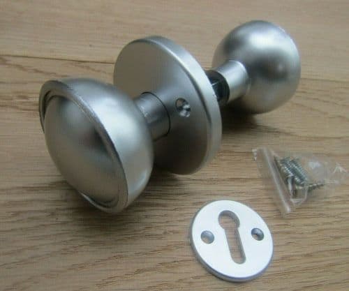 Satin Matte Chrome Plated Pack Of 3 Mortice Knobs