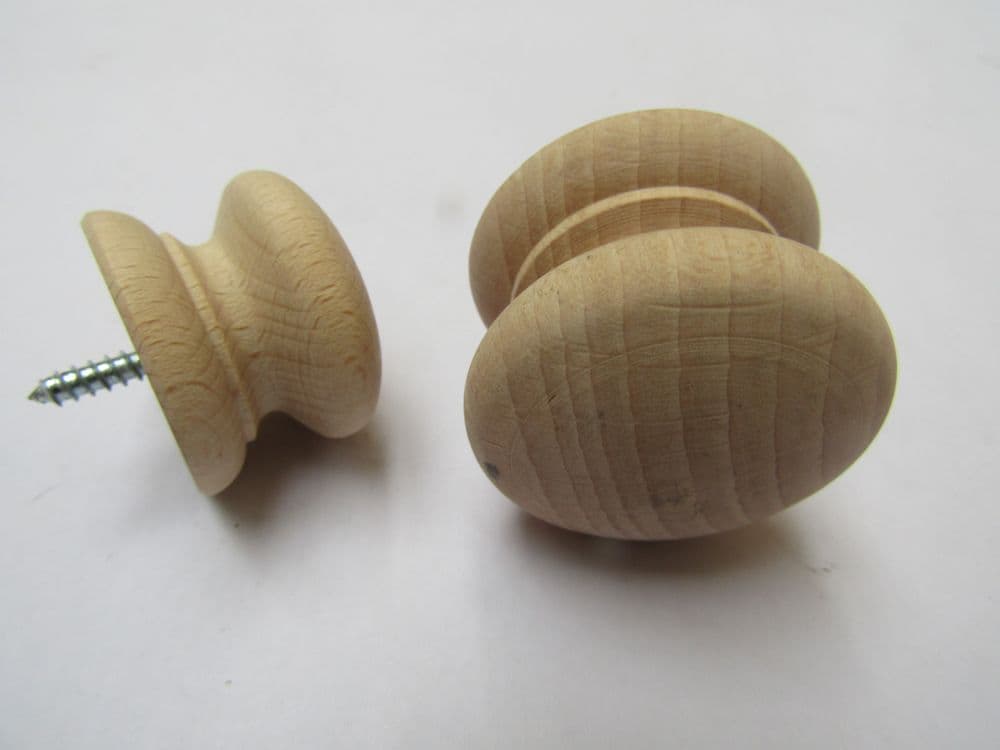 Screw In Beech Cupboard Knob 45mm