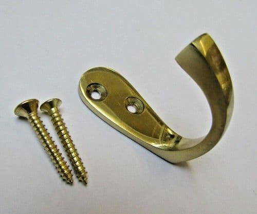 Single Robe Hook Polished Brass Brass
