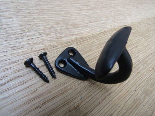 Small Bowler Single Robe Hook Black Antique