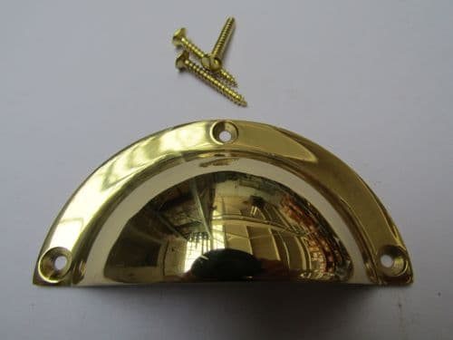 Small Victorian Cup Pull Handle Polished Brass