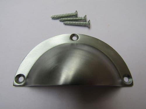 Small Victorian Cup Pull Handle Satin Chrome