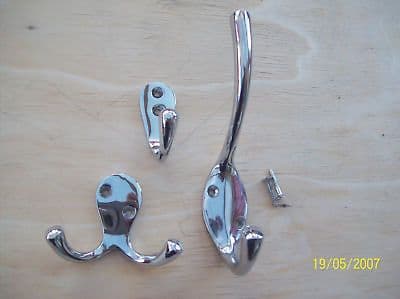 SOLID BRASS CHROME FINISH HAT & COAT HOOK SINGLE DOUBLE