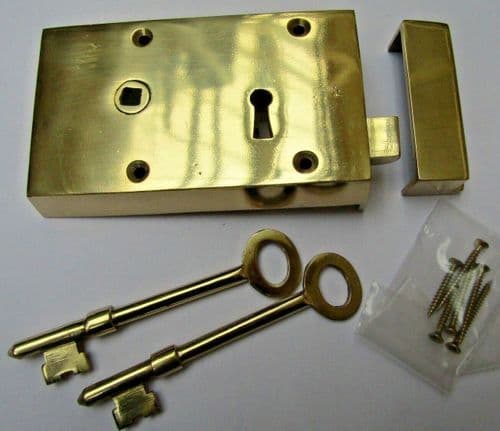 Solid Brass Construction Right Hand Rim Lock Polished Brass