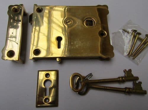 Solid Brass Construction Small Plain Eastlake Rim Lock