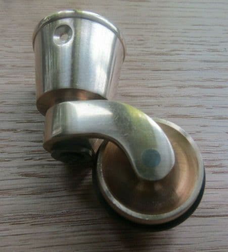 Solid Brass Furniture Swivel Wheel Cup Castor With Rubber Polished Brass