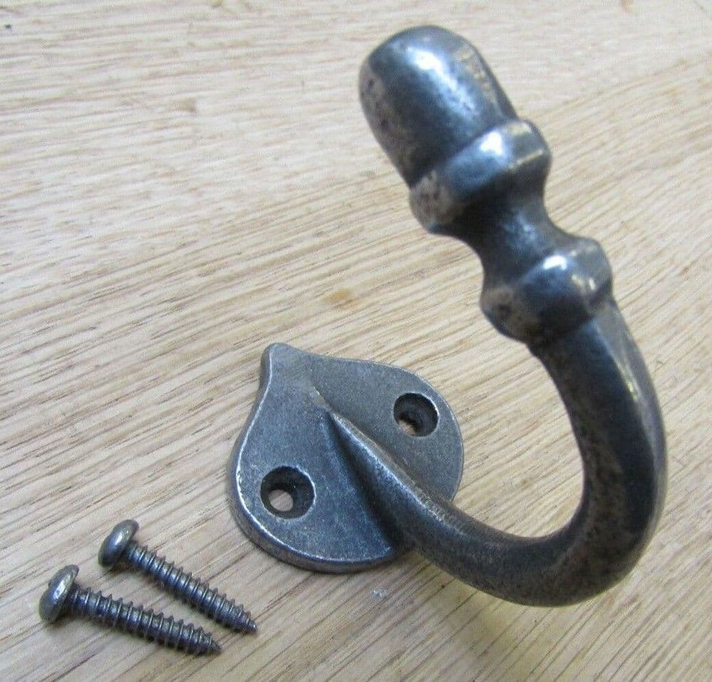 Spear Back Acorn Tip Robe Hook Antique Iron