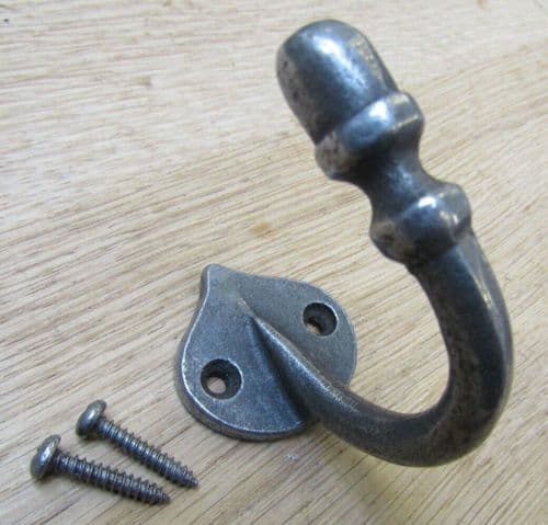 Spear Back Acorn Tip Robe Hook Antique Iron