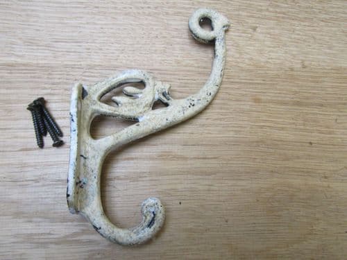 Swan P Coat Hook Cream Patina