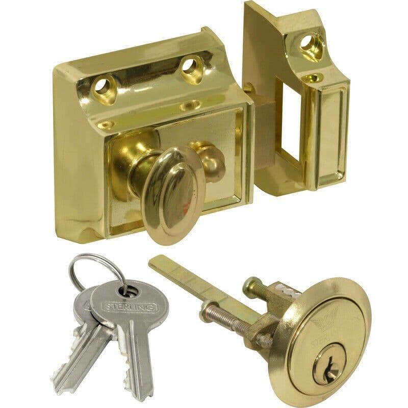 Traditional Rim Cylinder Narrow Night Latch Brass