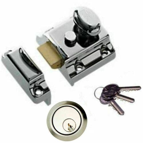 Traditional Rim Cylinder Narrow Night Latch Chrome