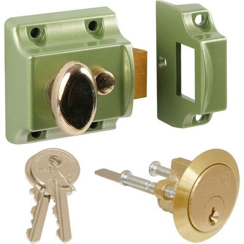 Traditional Rim Cylinder Narrow Night Latch Green