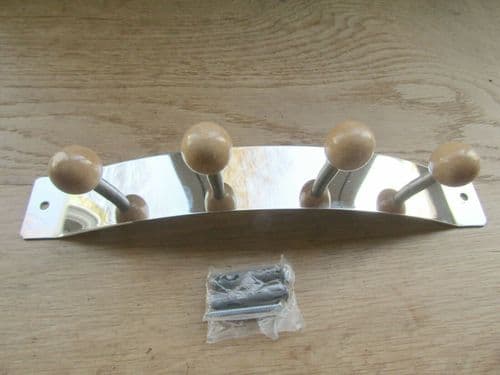 Utilty Beech Ball Hook Rail Chrome