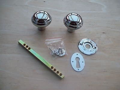 victorian style chrome rim knobs lock latch pull handle set